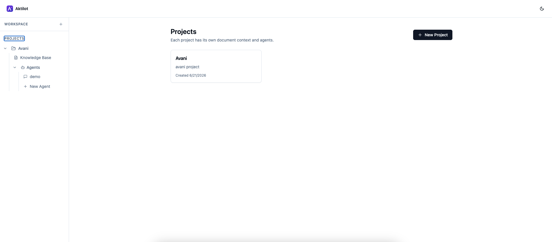 Projects list — organize documents by team, client, or use case
