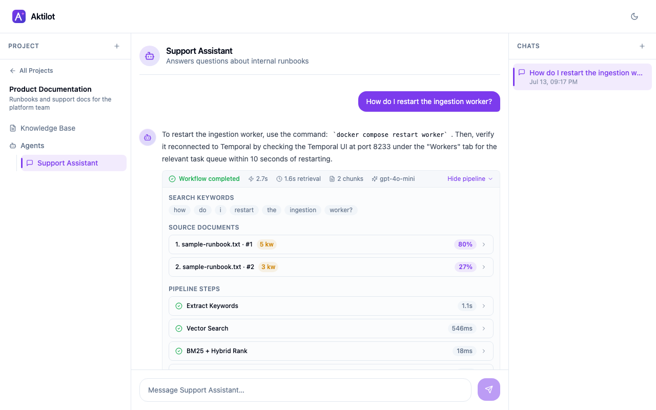 Knowledge base upload — drag and drop PDF, TXT, DOC, or DOCX files